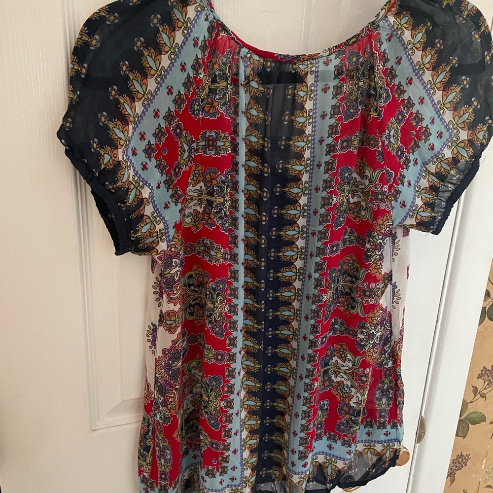 Bila Red and Blue Bohemian Blouse - Picture 2 of 8